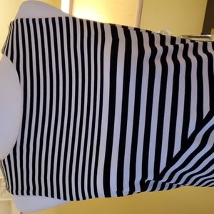 DIANE VON FURSTENBERG DRESS, 10, sleeveless, cotton knit, blk/wht, side zippers